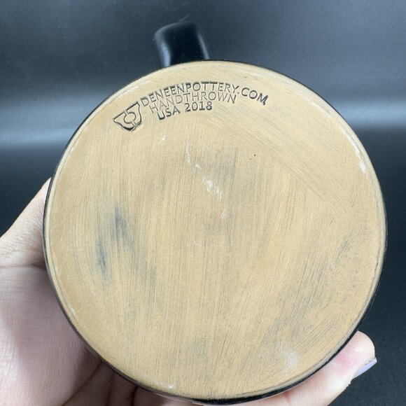 Deneen Pottery Production Training Crafts Coffee Mug Cup Red Black Drip Glaze - Picture 5 of 12